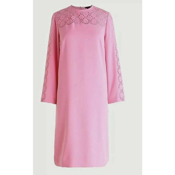 J. Crew 365 Crepe Laser-Cut Eyelet Shift Dress Pink Size 6 Pastel Spring Summer - Picture 1 of 6